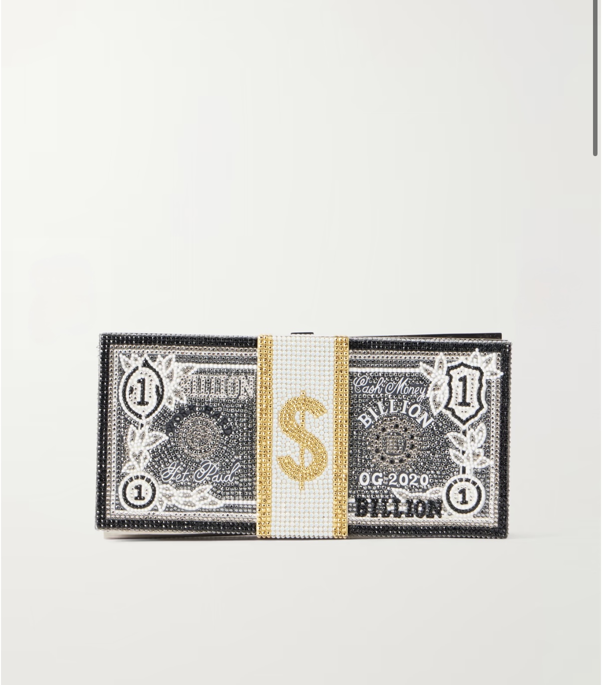 Judith Leiber Couture Billions Stack of Cash crystal-embellished silver-tone clutch