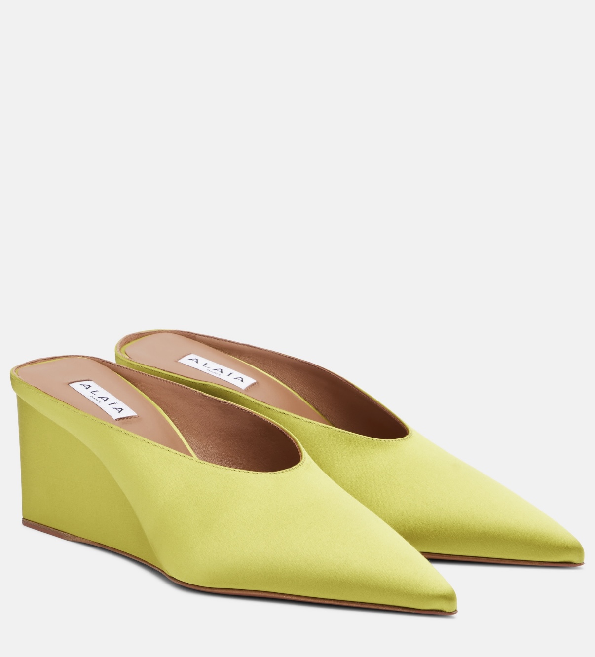 Alaïa Cube Satin Wedge Mules