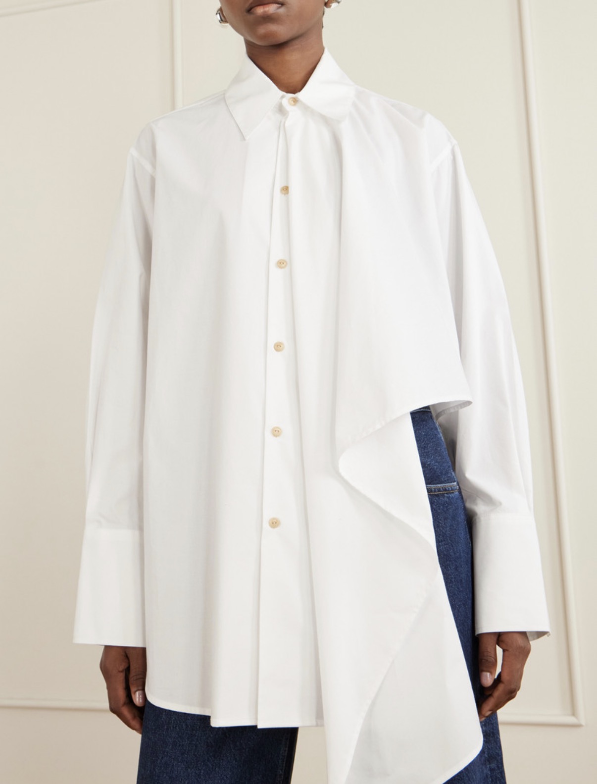 OSSOU Tess draped cotton poplin shirt