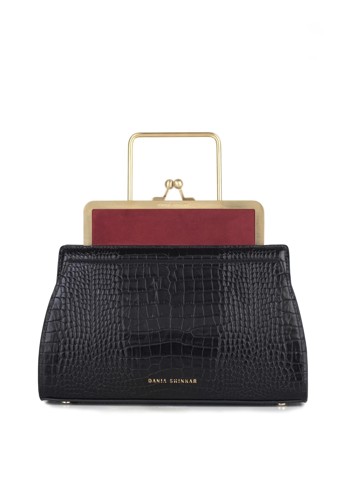 DANA - Ruby/ Black Croc Embossed Bag
