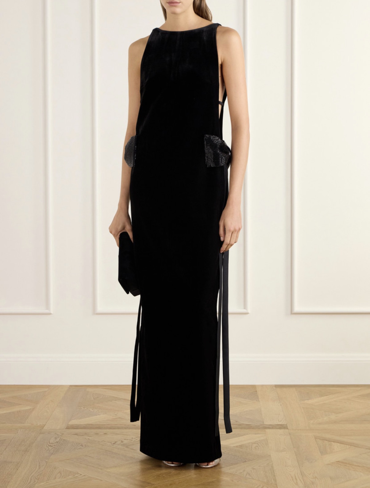 SELF-PORTRAIT SELF-PORTRAIT SELF-PORTRAIT Bow-detailed embellished velvet maxi dress