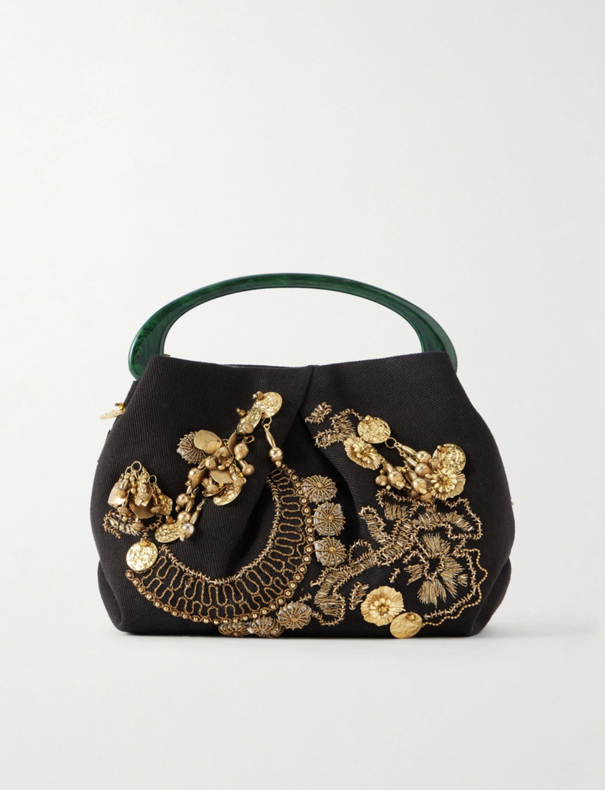 DRIES VAN NOTEN Bead-embellished embroidered cotton-twill tote